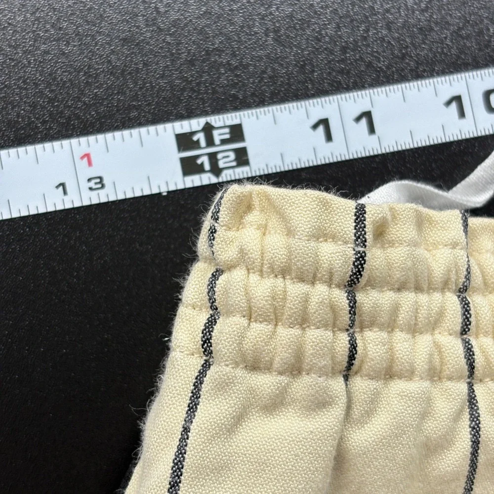 Tory Burch Women Pants Sz 0 Cream Black Rowing Stripe Colorblock Elastic Waist